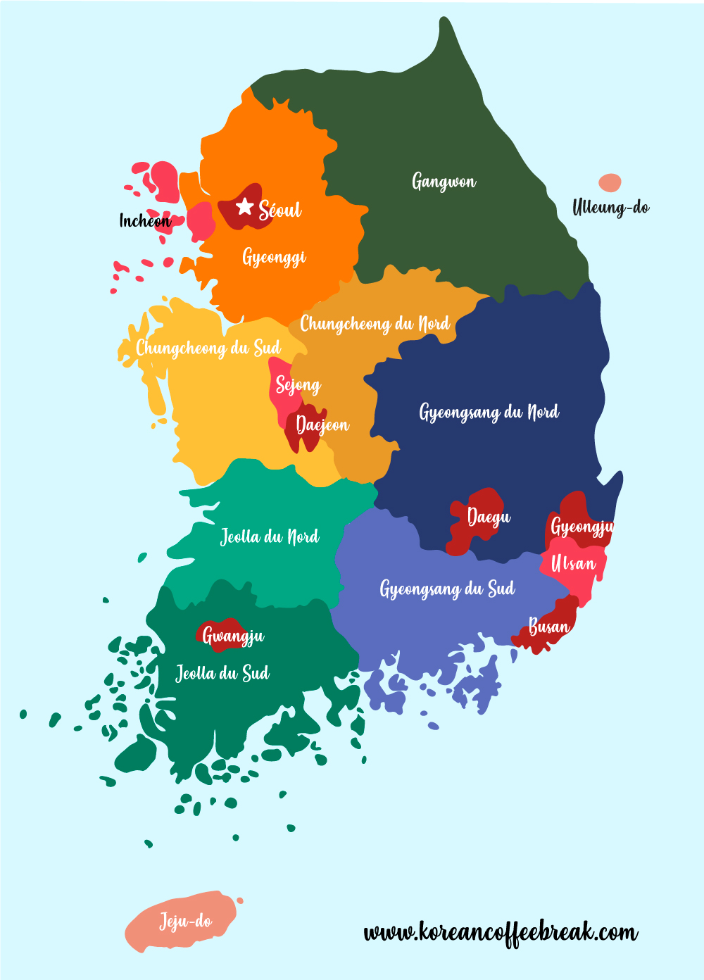 Les provinces en Corée du Sud